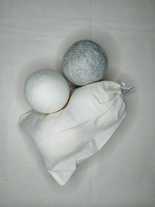 Wool Dryer Balls (2 Pack, White or Gray)