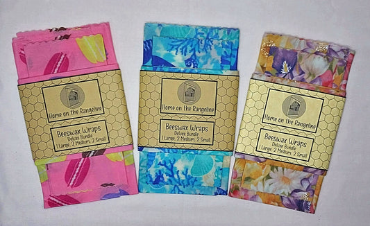 Deluxe Beeswax Wrap Bundles (1 Large, 2 Mediums, 2 Smalls)