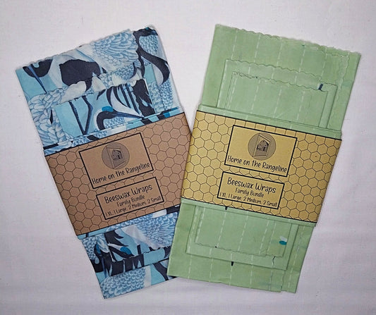 Family Beeswax Wrap Bundles (1 X-Large, 1 Large, 2 Mediums, 2 Smalls)